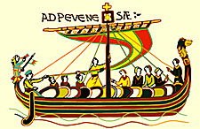 A Viking Ship from the Bayeaux Tapestry.  Click for archaeological evidence of the Viking Discovery